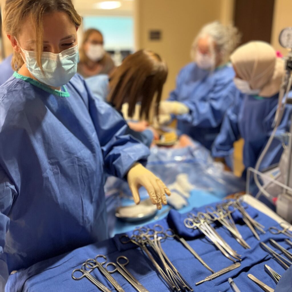 Continuing Education Students Practicing Surgical Assist